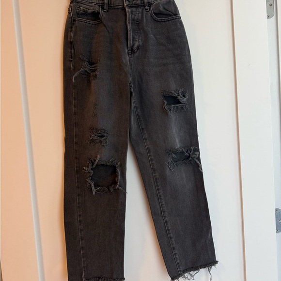 PacSun High Rise Straight Leg Ripped Black Jeans - Picture 2 of 8